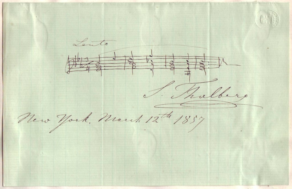 THALBERG, SIGISMUND. Autograph Musical Quotation dated and Signed, S.Thalberg, 4 bars from an unknown work,